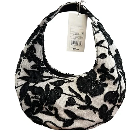 A New Day Beaded Black and White Handbag - Picture 3 of 8